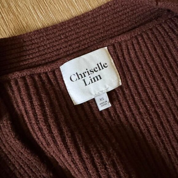 Chriselle Lim Brown Cleo Button Detail Cardigan Size XS - Picture 3 of 5